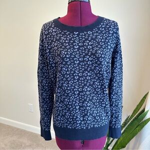 Ann Taylor Loft Women's Blue purple Leopard Print Sweater size medium